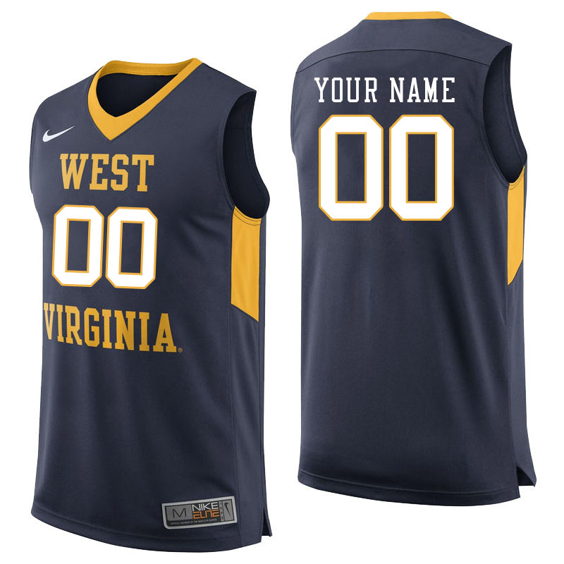 Custom West Virginia Mountaineers Name And Number College Basketball Jerseys Stitched-Navy